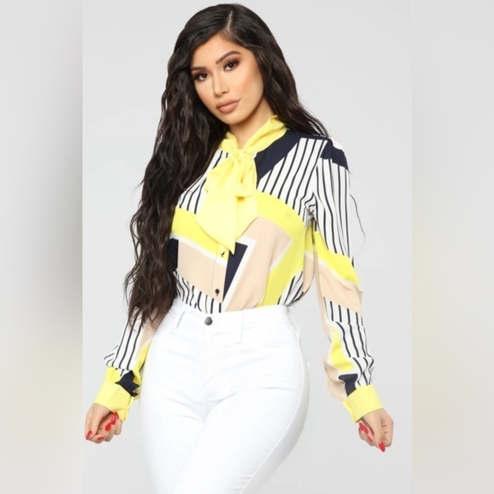 Striped Yellow and Black Women's Blouse